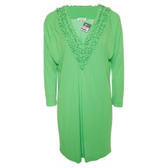 Etro Green jersey Frill Neck Detail Mini Dress L