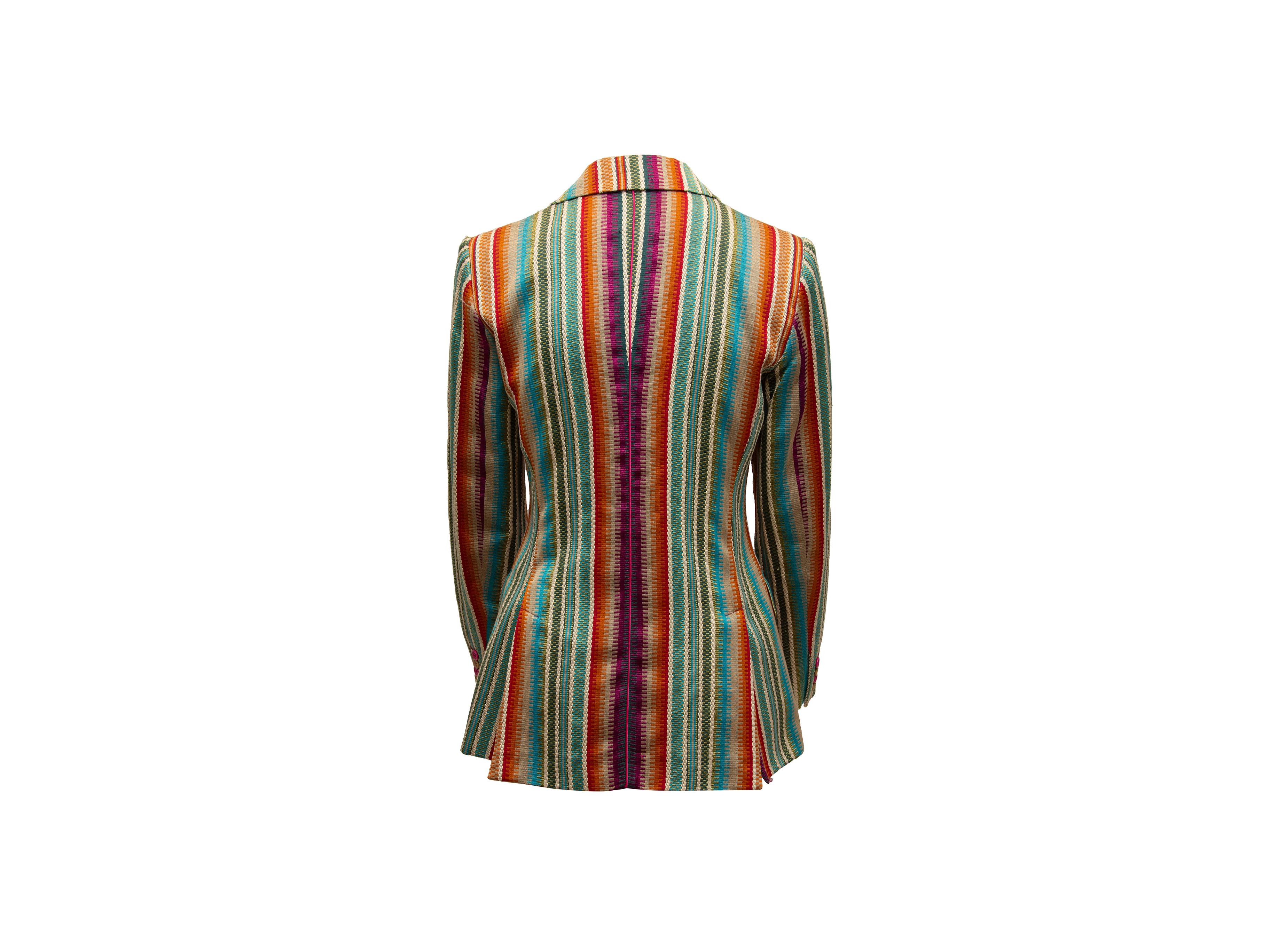 Brown Etro Green & Multicolor Striped Blazer