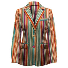Etro Grün & Mehrfarbig gestreifter Blazer