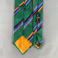 ETRO Grün-orange-blau gestreifte Seidenkrawatte