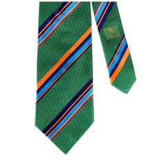 ETRO Grün-orange-blau gestreifte Seidenkrawatte