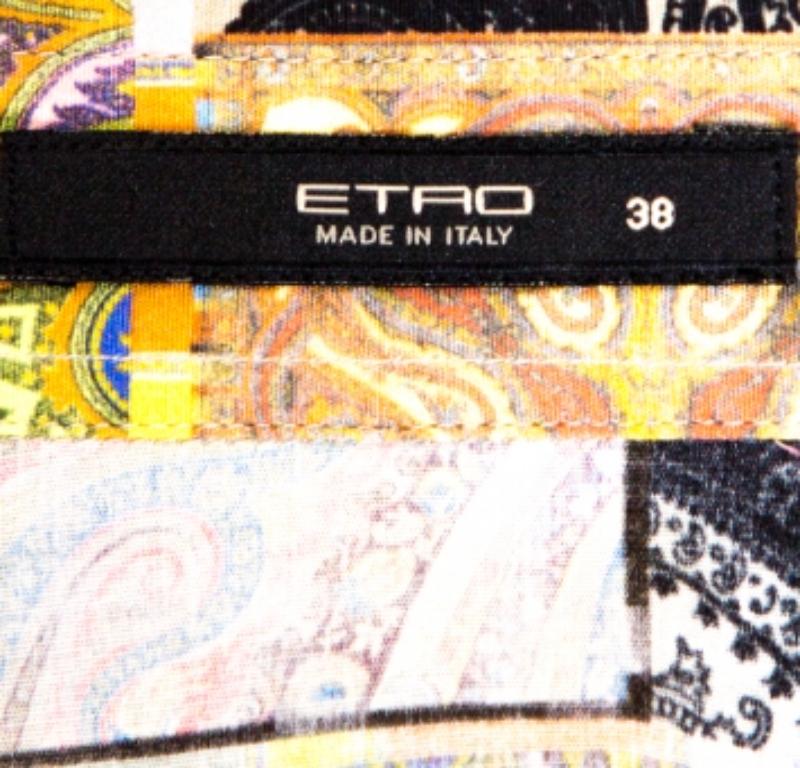 Etro Camisa de algodón elástico con estampado de cachemira verde S en Bueno estado para la venta en Dubai, Al Qouz 2