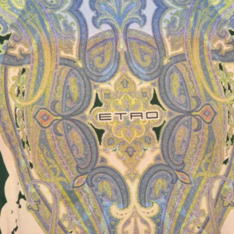 Etro T-shirt à manches courtes en coton imprimé cachemire vert S en vente 1