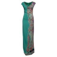 Etro Green Paisley Printed Embellished Maxi Dress S