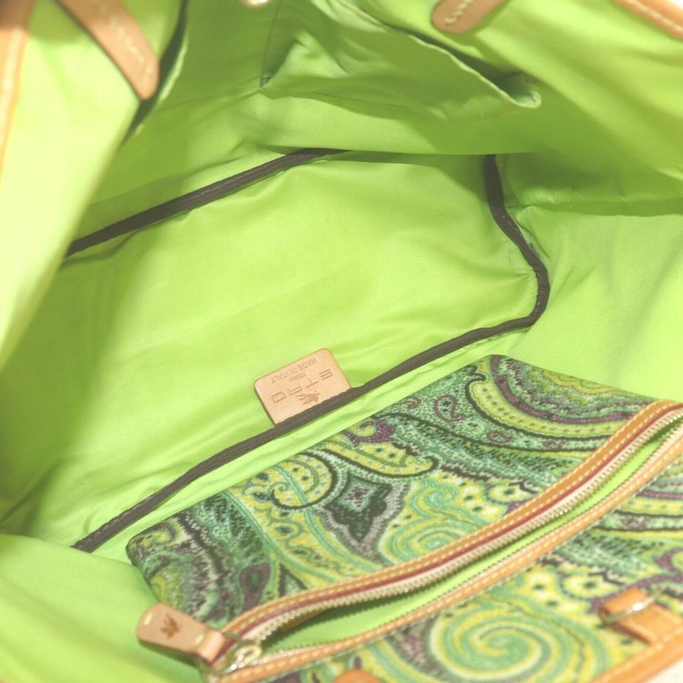 Etro Green Paisley Tote Bag  862365 In Good Condition In Dix hills, NY