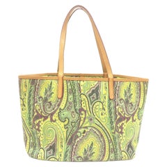 Vintage Etro Green Paisley Tote Bag  862365