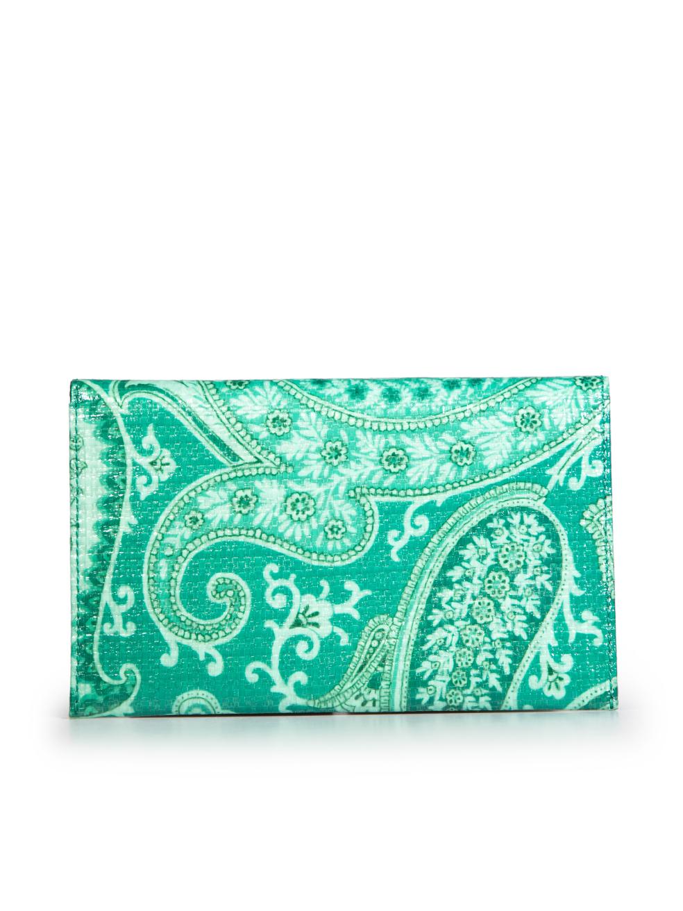 Verde Portafoglio Etro con stampa Paisley in vernice verde in vendita