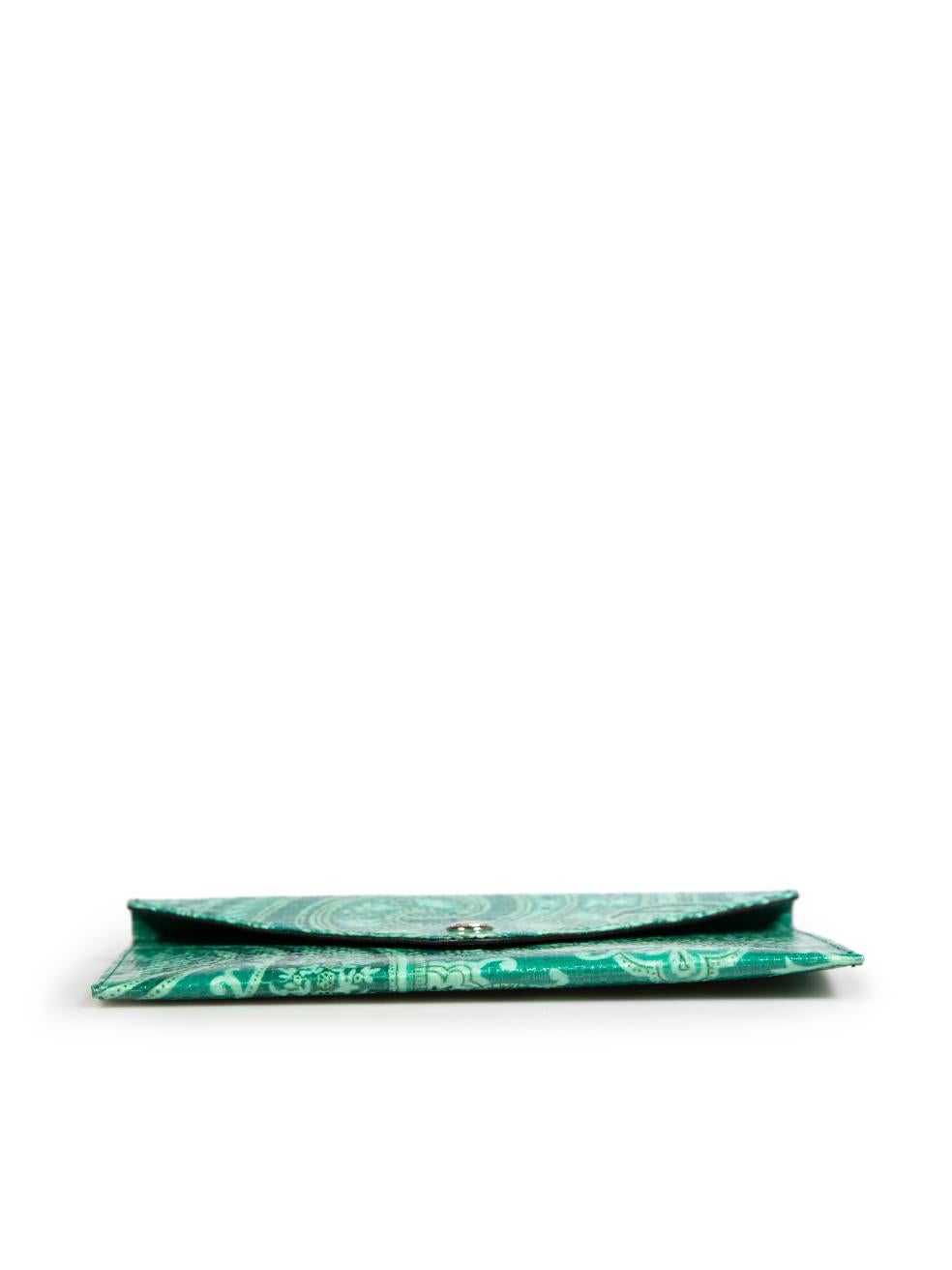 Portafoglio Etro con stampa Paisley in vernice verde In condizioni buone in vendita a London, GB