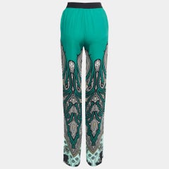 Etro Green Printed Silk Palazzo Pants S
