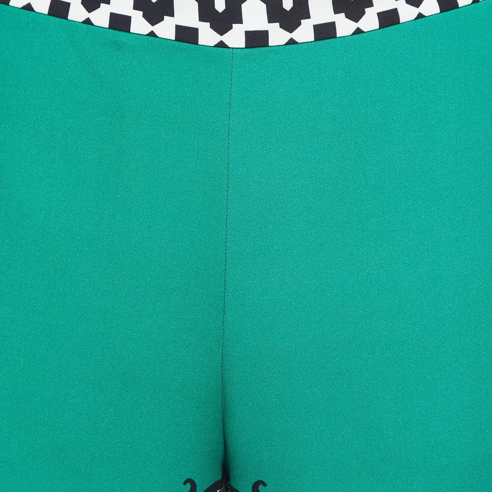 Vert Etro Pantalon palazzo en soie imprimé vert S en vente