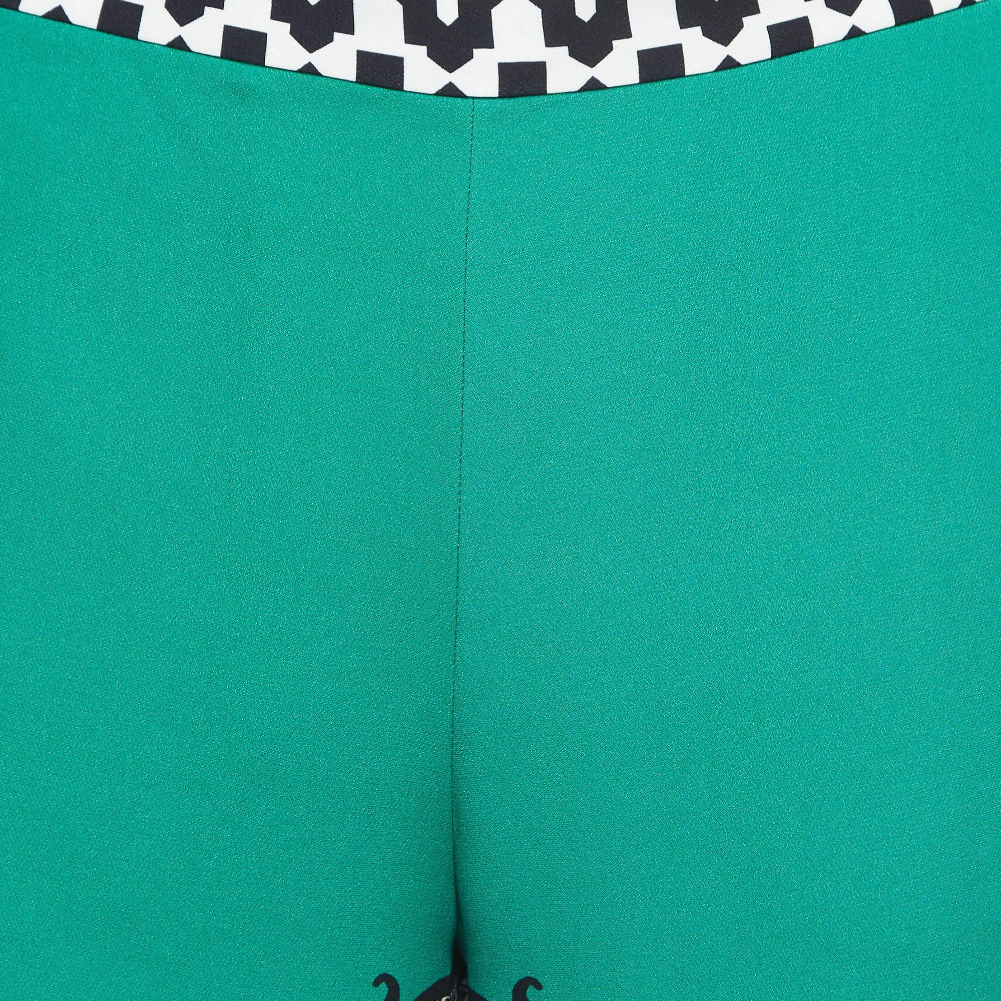 Women's Etro Green Printed Silk Palazzo Pants S