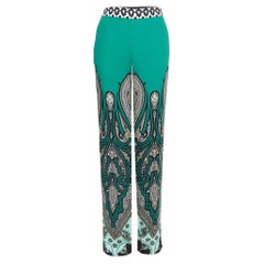 Etro Green Printed Silk Palazzo Pants S