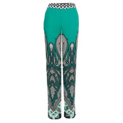 Etro Green Printed Silk Palazzo Pants S