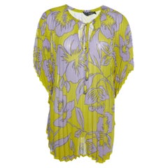 Etro Green & Purple Chiffon Plisse Kaftan Top (One Size)