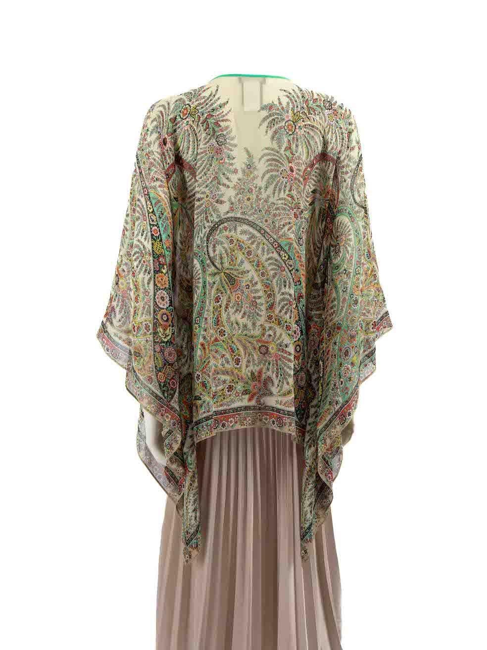Etro Green Silk Floral Pattern Tassel Accent Top Size M In Excellent Condition For Sale In London, GB