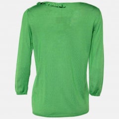 Etro Green Silk Knit Ruffled Top M