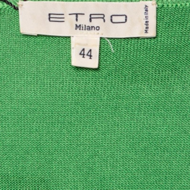 De las mujeres Etro Top de punto de seda verde con volantes M en venta
