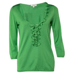 Etro Grünes gerafftes Top aus Seidenstrick M