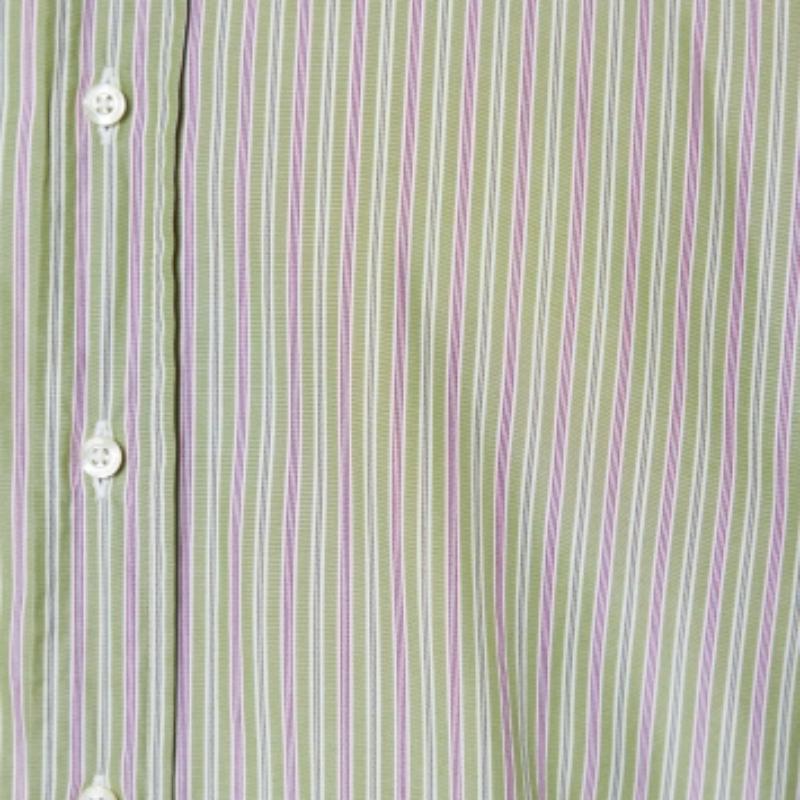 Etro - Camicia a righe in cotone verde con bottoni sul davanti L In condizioni buone in vendita a Dubai, Al Qouz 2