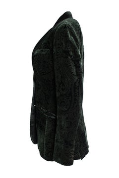 Etro, green velvet blazer with paisley print