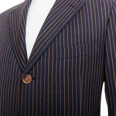 ETRO grey brown multi pinstripe single breasted cropped blazer pants set IT52 XL