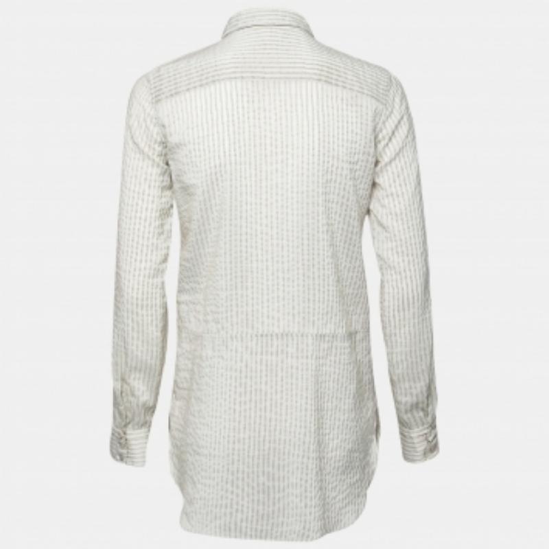 Grigio Etro - Camicetta a maniche lunghe con bottoni in cotone e pizzo grigio S in vendita