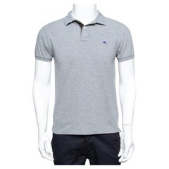 Etro Grey Cotton Logo Embroidered Polo T-Shirt S