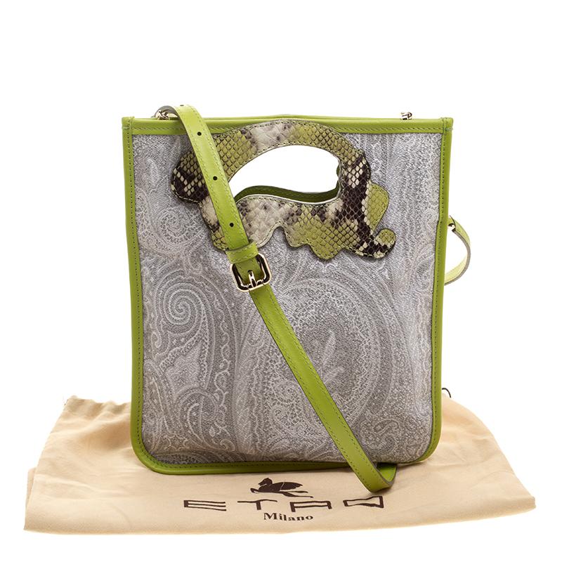 Etro Grey/Green Paisley Coated Canvas Crossbody Bag 2