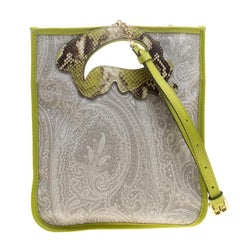 Etro Grey/Green Paisley Printed Coated Canvas and Leather Crossbody Bag