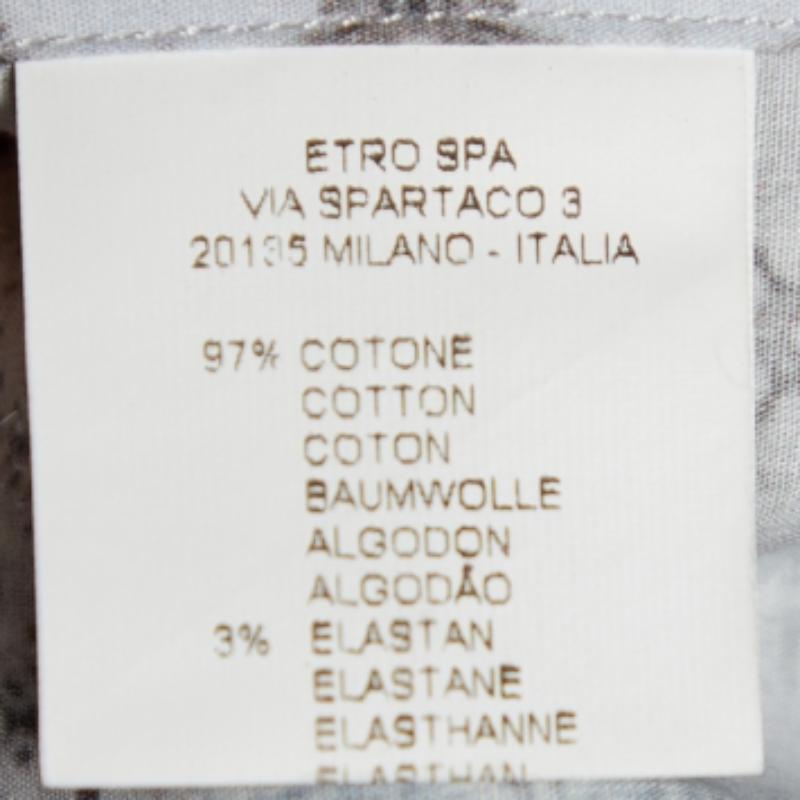 Etro, camicia grigia con stampa caleidoscopica in cotone elasticizzato con bottoni, M. I. in vendita 1