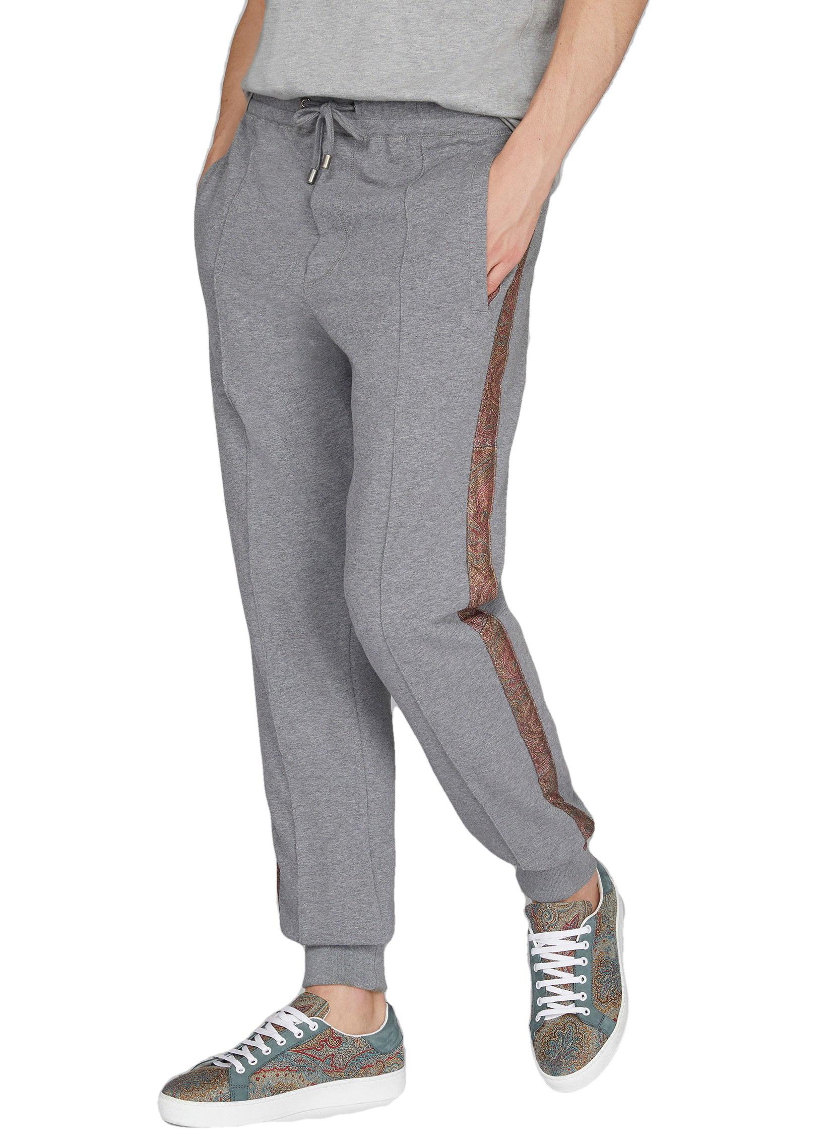 Men's Etro Grey Paisley Trimmed Mens Gym Pants Size 3XL NWT For Sale