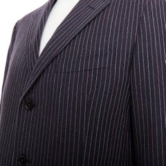 ETRO grey pink pinstripe wool cashmere single breasted blazer pants set IT52 XL
