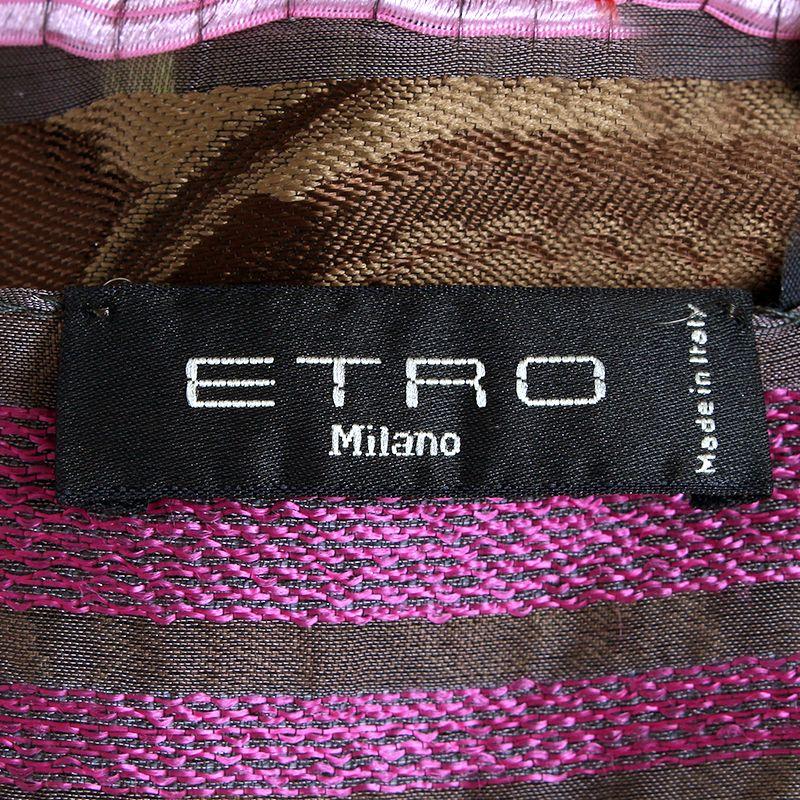 ETRO grey pink yellow wool blend ETHNIC Oblong Scarf Shawl In Excellent Condition In Zürich, CH