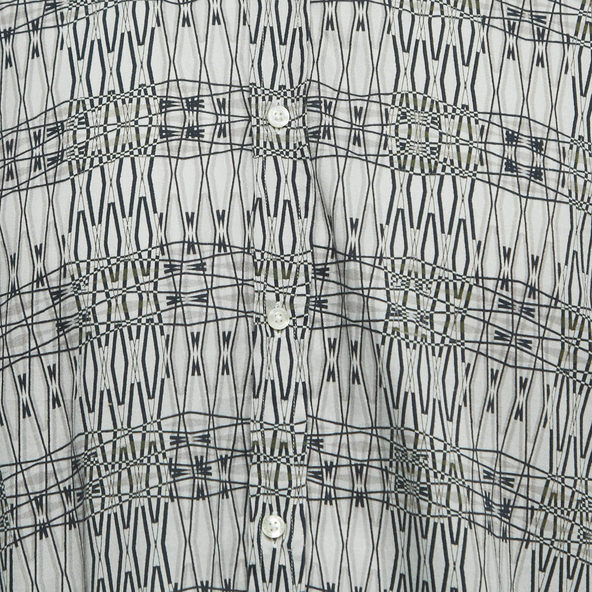 Grigio Etro - Camicia a maniche intere in cotone con stampa grigia - M. I. in vendita