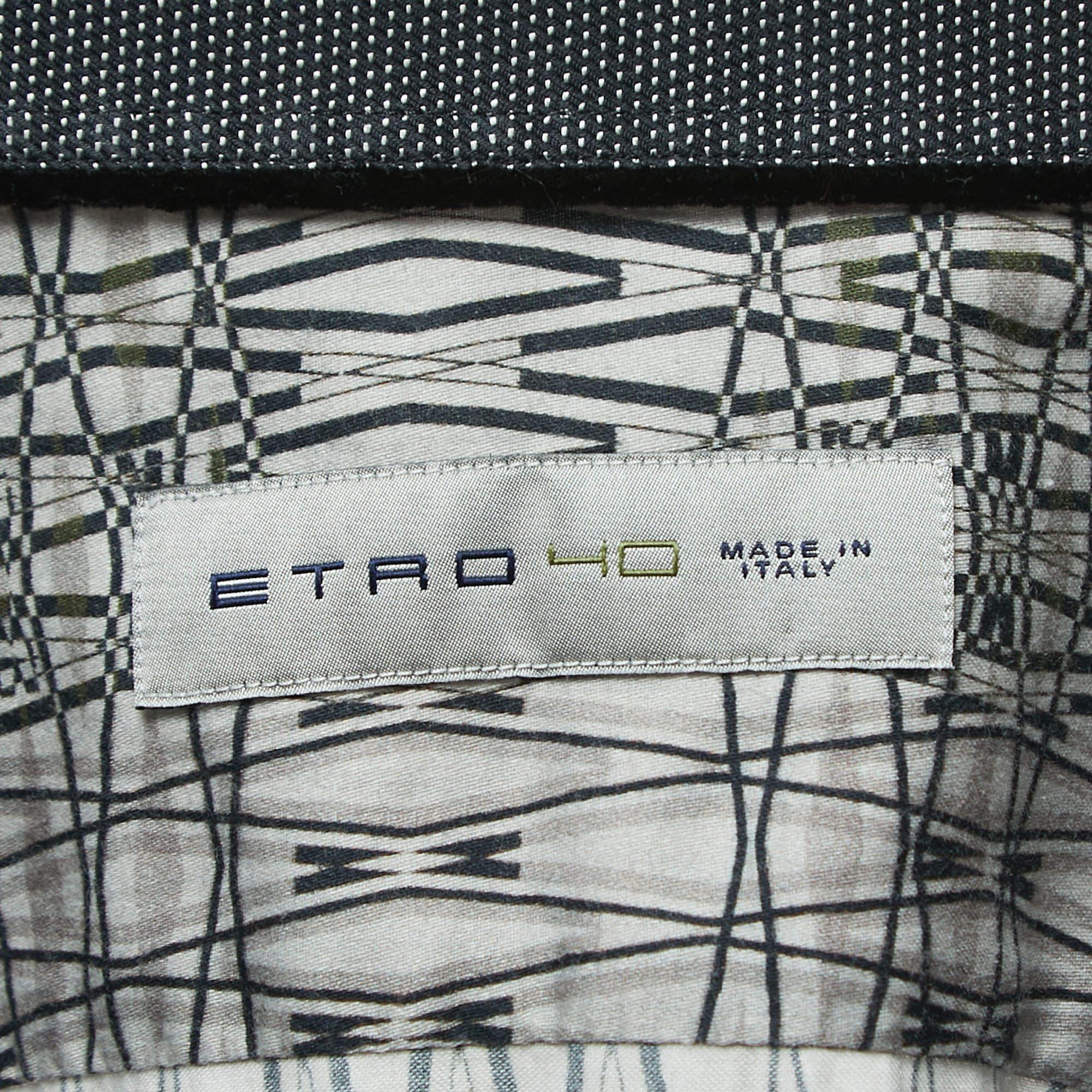 Etro - Camicia a maniche intere in cotone con stampa grigia - M. I. In condizioni buone in vendita a Dubai, Al Qouz 2