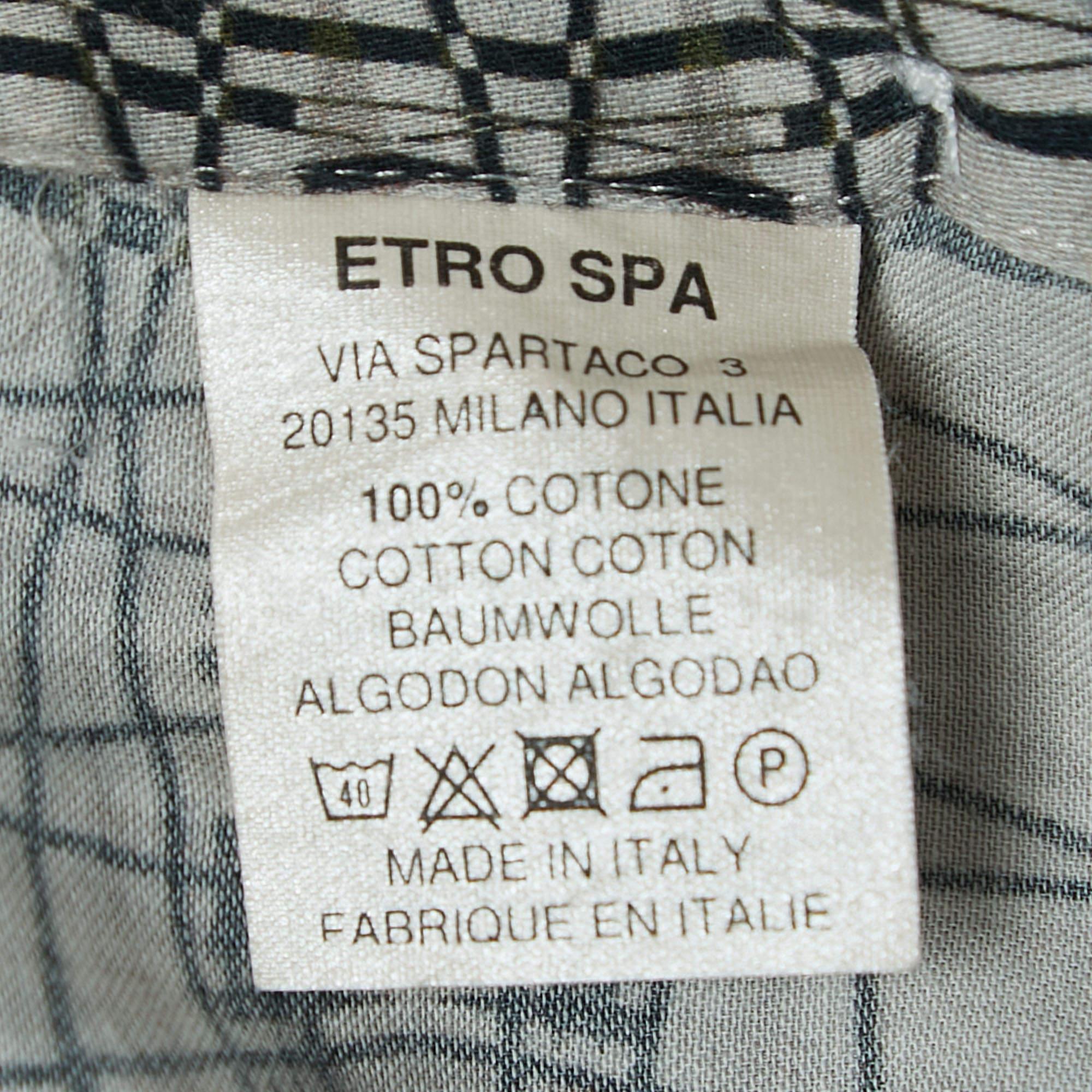Uomo Etro - Camicia a maniche intere in cotone con stampa grigia - M. I. in vendita