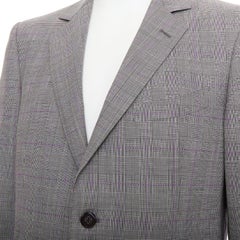 Etro grigio viola pied de poule monopetto con tasca a patta blazer IT52 XL