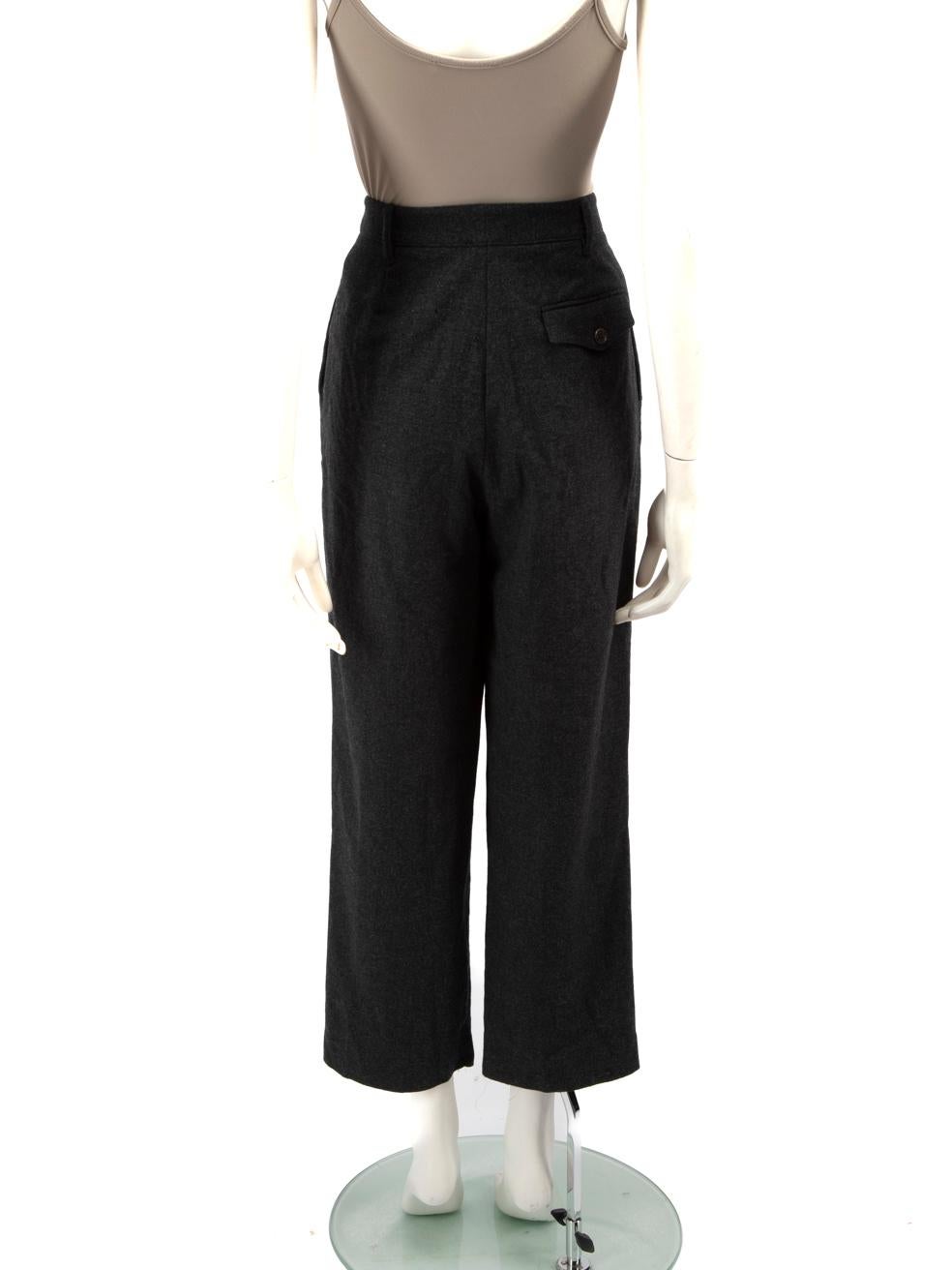 Nero Pantaloni in lana grigi a gamba tesa di Etro taglia S in vendita