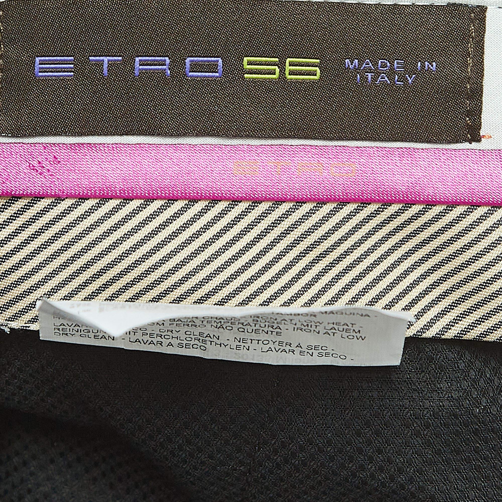 Men's Etro Grey/Yellow Striped Wool Blend Trousers XXXL For Sale