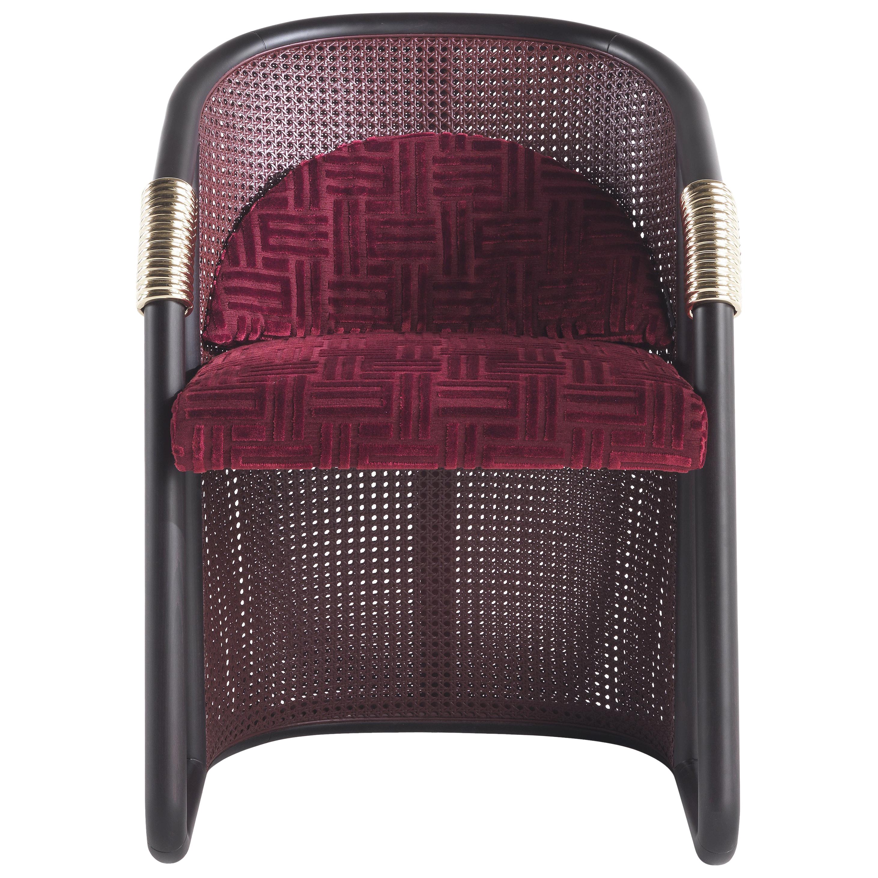 21st Century Hamar Chair in Velvet and Vienna Straw by Etro Home Interiors
