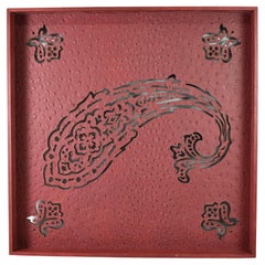 Etro Home Accessory Paisley Leather & Wood Serving Tray, Italy