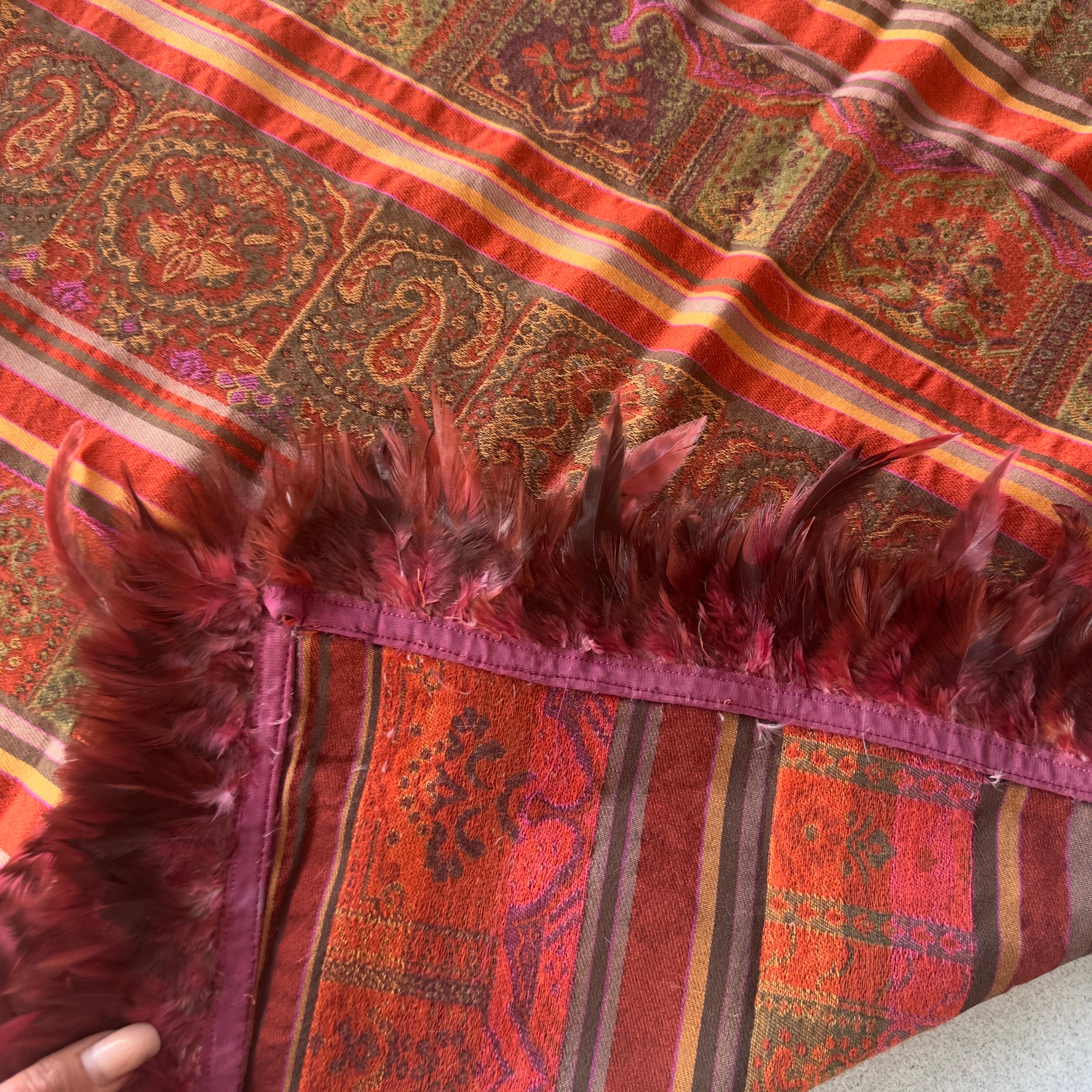 Etro Home Collection - Quadratischer Paisley-Schal mit Federn, Made in Italy für Damen oder Herren im Angebot