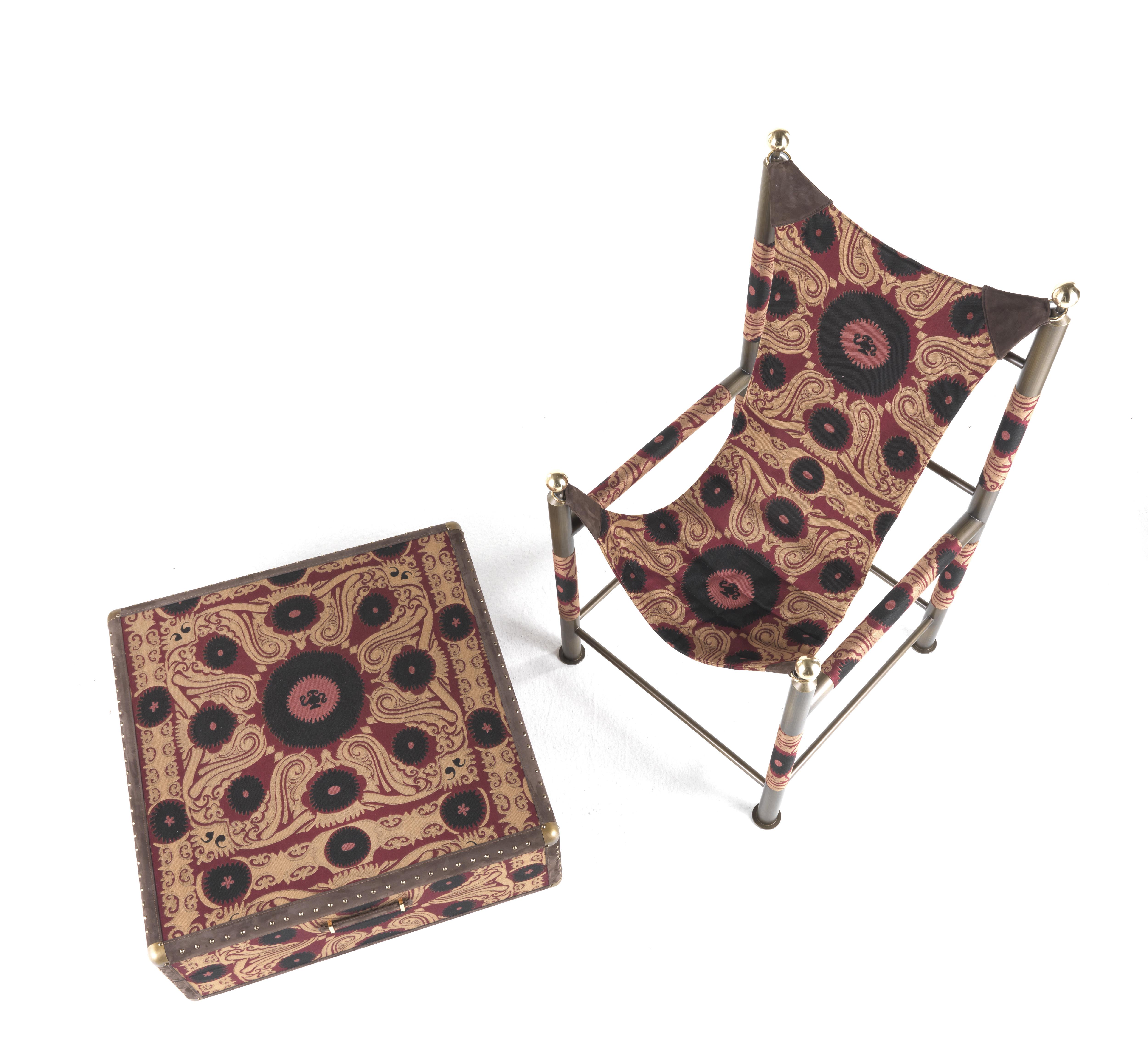 Italian 21st Century Babel Chair in Bukhara Fabric and Metal by Etro Home Interiors For Sale