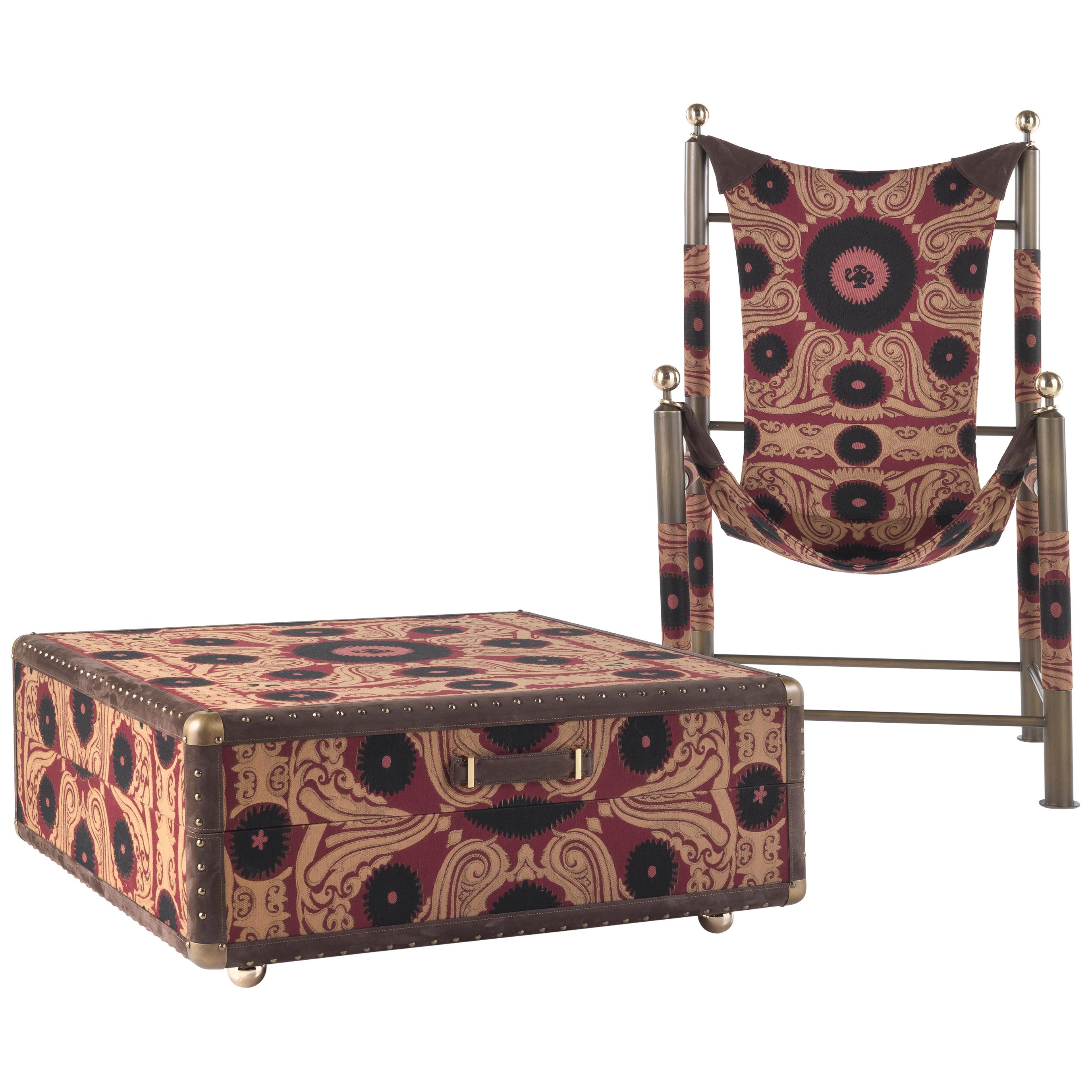 Chaise Babel du 21e siècle en tissu Bukhara et métal par Etro Home Interiors