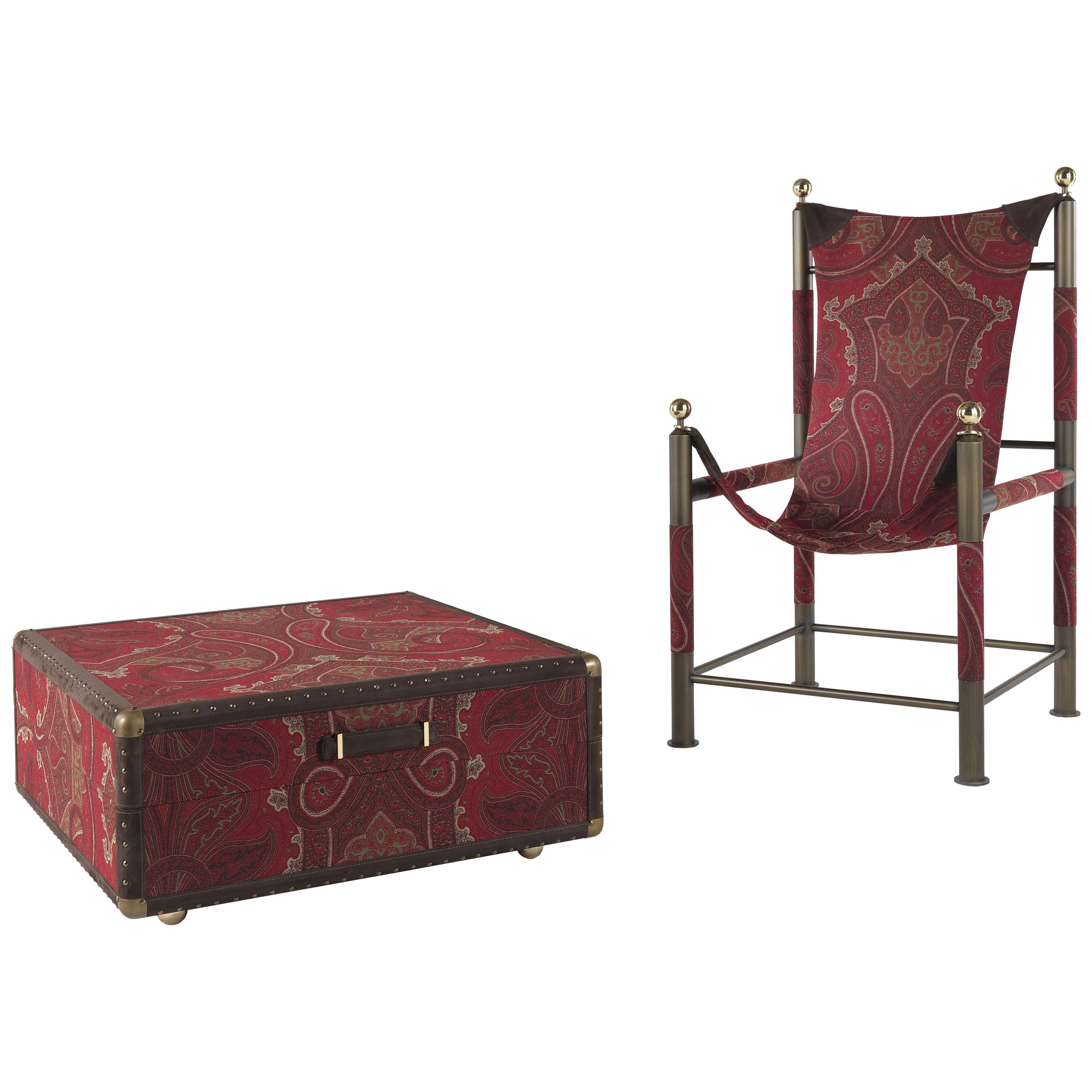 21st Century Babel Chair in Deccan Fabric and Metal by Etro Home Interiors For Sale