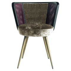 21st Century Caral Chair in Velvet and Vienna Straw by Etro Home Interiors