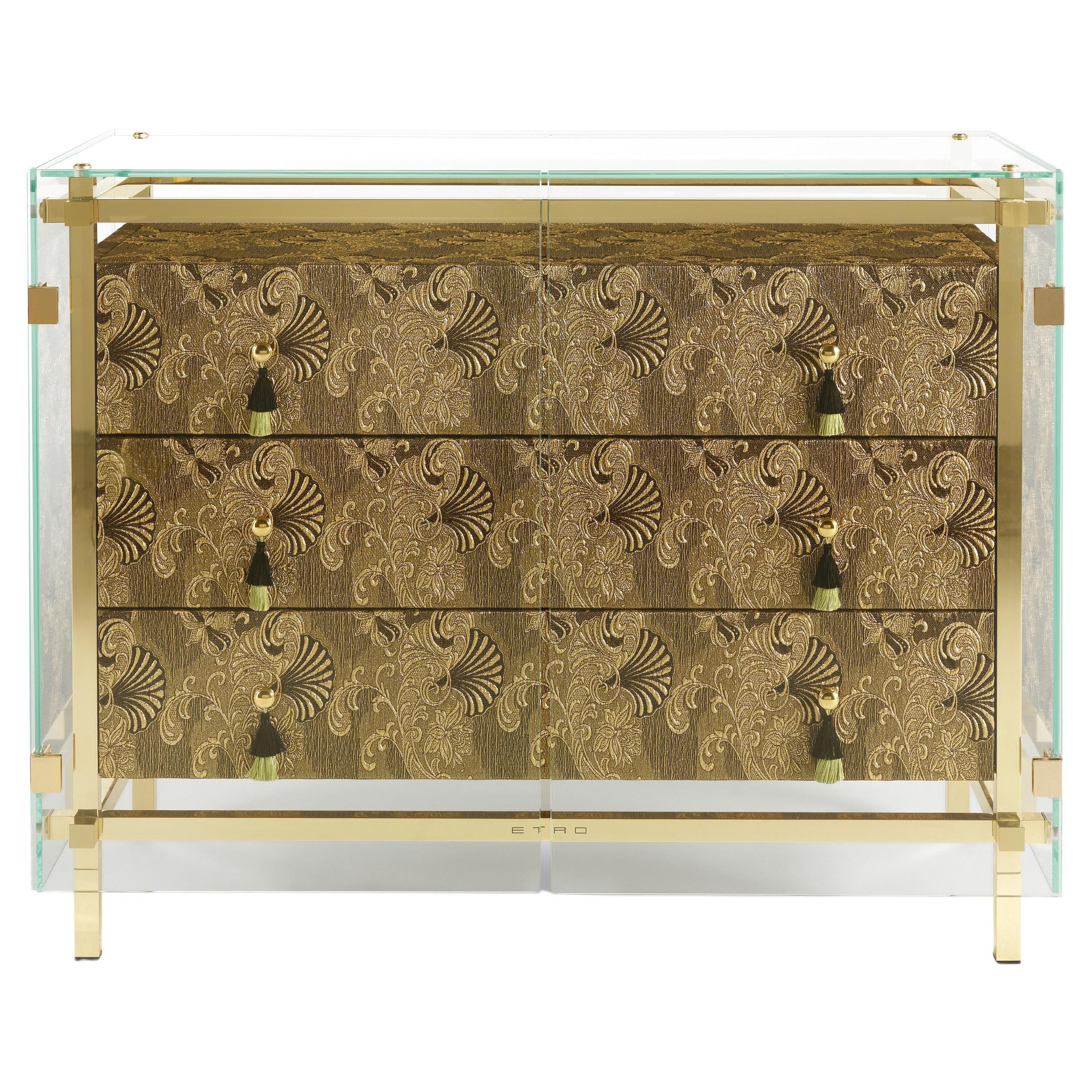 Etro Home Interiors Delhi Chest of Drawers in Fabric and Polished Brass