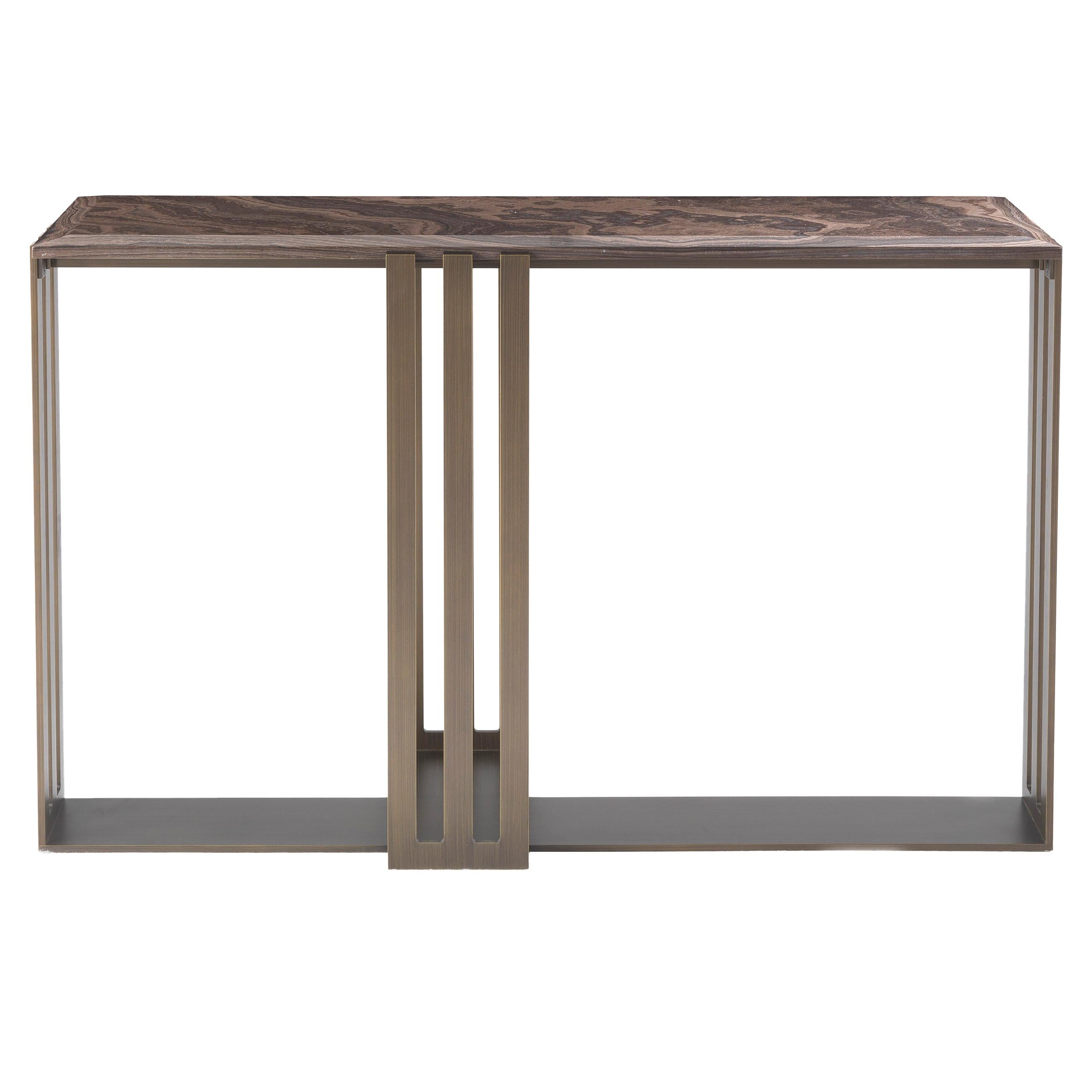 Modern 21st Century Klee Consoles in Metal and Marble Top by Etro Home Interiors For Sale