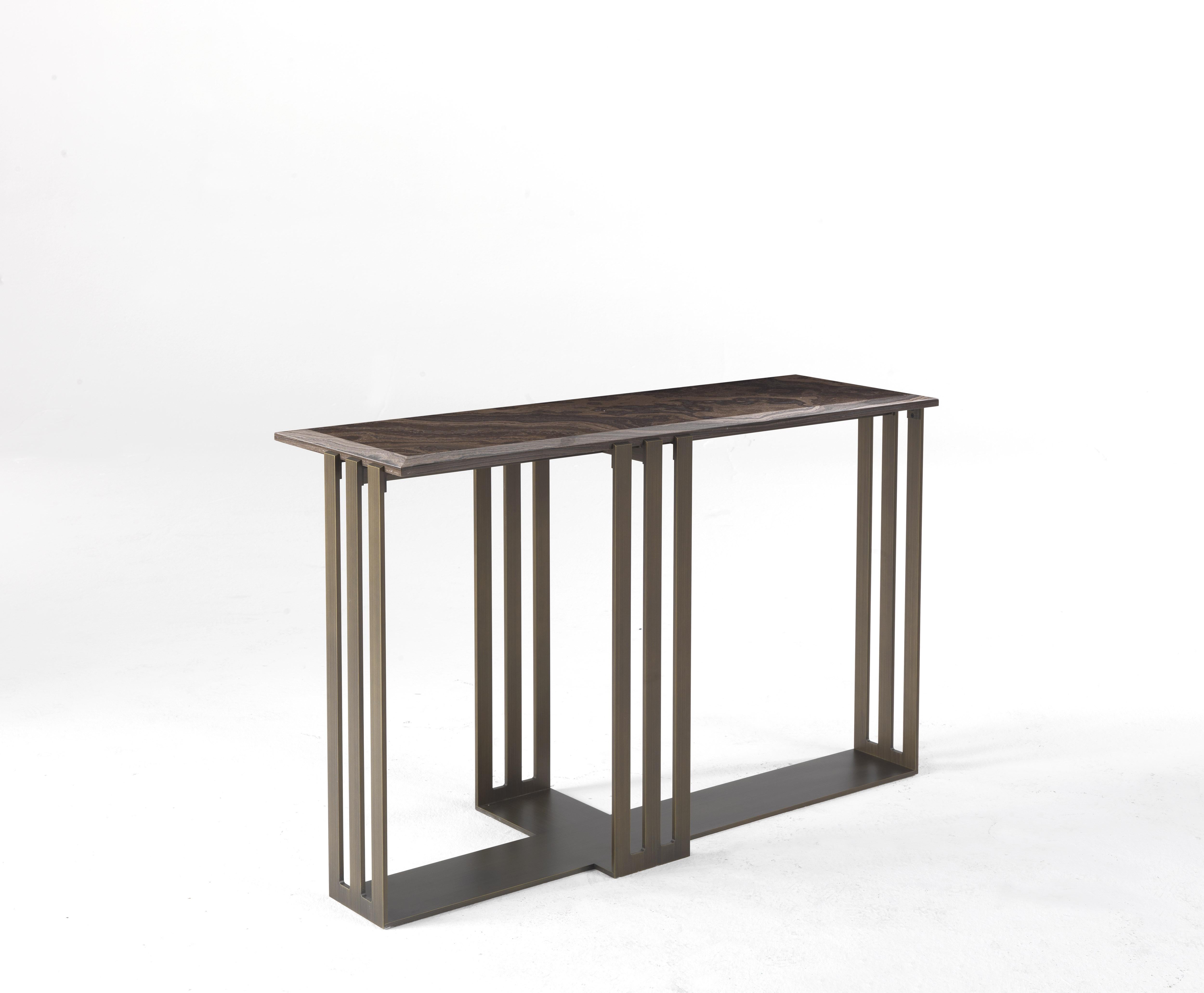 Italian 21st Century Klee Consoles in Metal and Marble Top by Etro Home Interiors For Sale