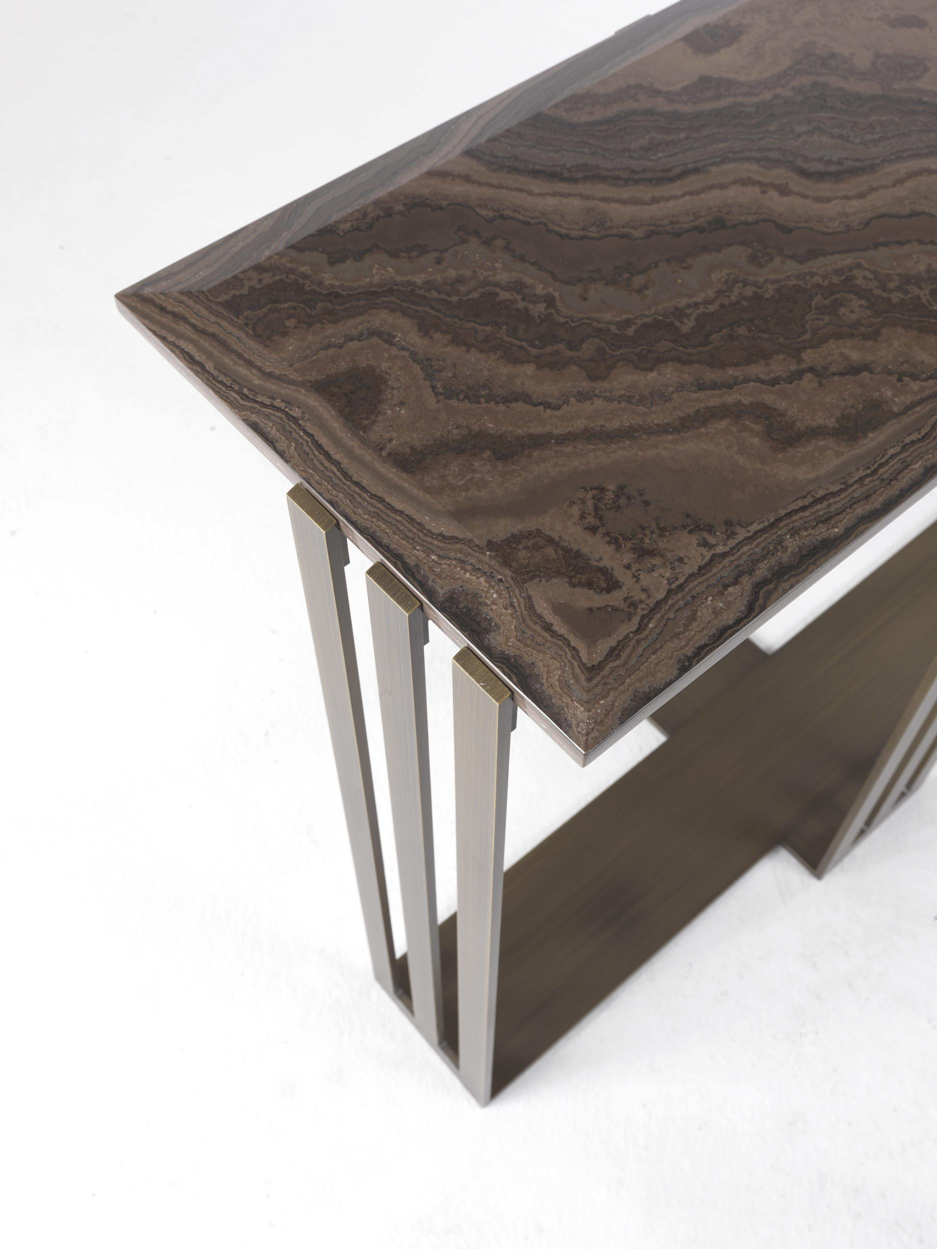 21st Century Klee Consoles in Metal and Marble Top by Etro Home Interiors In New Condition For Sale In Cantù, Lombardia